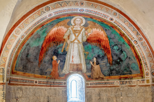 Ancient frescoes into the Crypt of San Ponziano in Spoleto, Umbria, 15th century photo