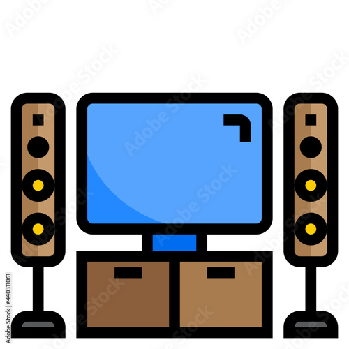 Home theater color line style icon