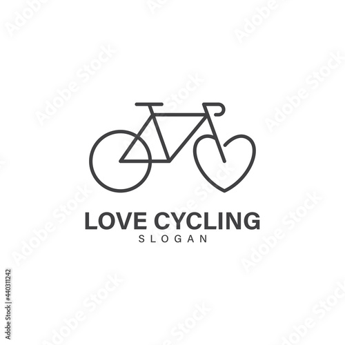 Bicycle logo, love cycling logo design vector template