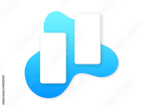Clay Android Phone Mockup on a Blue Blob Backdrop