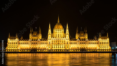 Parliament building in Budapest at night