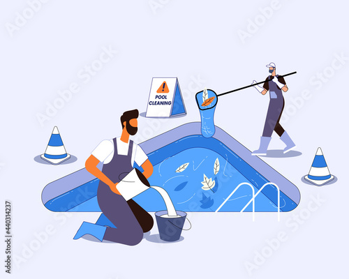 Pool cleaning concept illustration vector