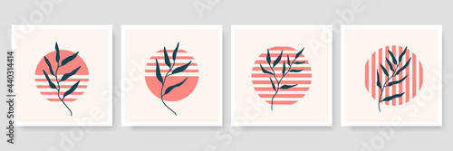 Modern minimalist abstract aesthetic illustrations. Bohemian style wall decor. Collection of contemporary artistic posters. Vector illustration. Hand drawn art. Abstract posters set. Contemporary art