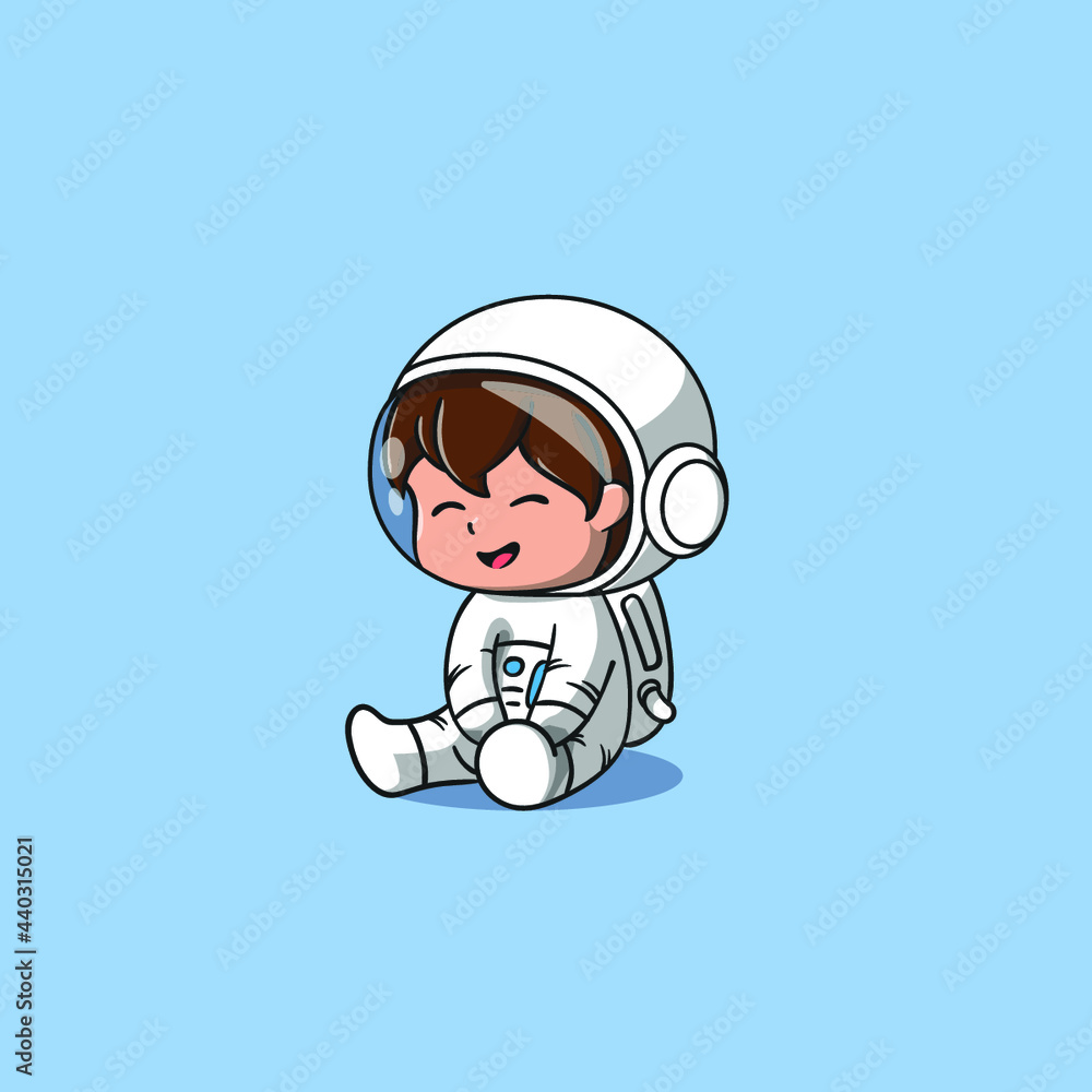 astronaut boy sitting with smile vector icon illustration. Science Icon Concept Isolated. Flat Cartoon Style Suitable for Web Landing Page, Banner, Flyer, Sticker, Card astronaut boy sitting with smile vector icon illustration. Science Icon Concept Isolated. Flat Cartoon Style Suitable for Web Landing Page, Banner, Flyer, Sticker, Card
