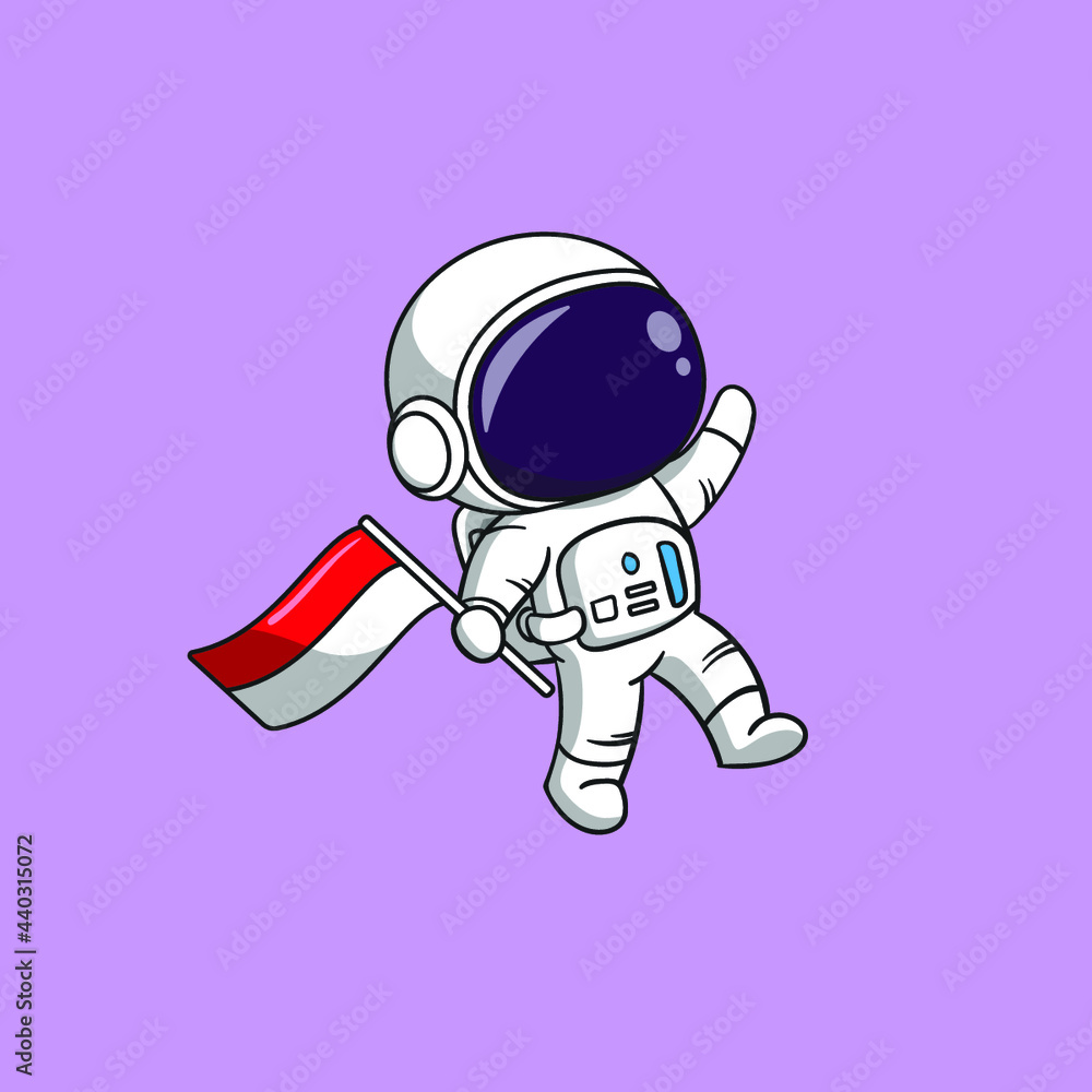 Cute Astronaut Floating With flag On Space Cartoon Vector Icon Illustration. Flat Cartoon Style Suitable for Web Landing Page, Banner, Flyer, Sticker, Card Cute Astronaut Floating With flag On Space Cartoon Vector Icon Illustration. Flat Cartoon Style Suitable for Web Landing Page, Banner, Flyer, Sticker, Card