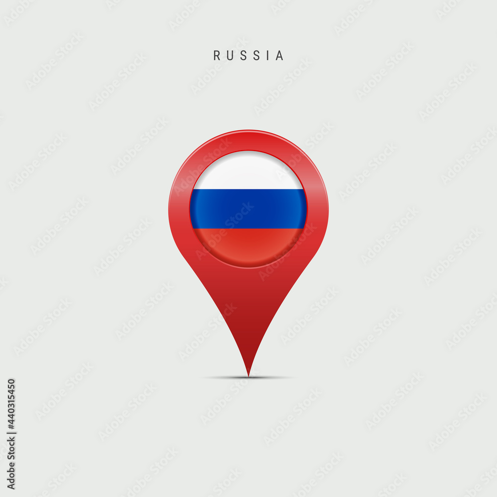 Teardrop map marker with flag of Russia. Vector illustration Teardrop map marker with flag of Russia. Vector illustration