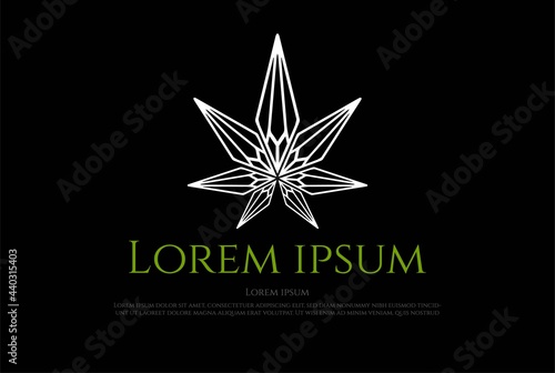 Geometric Diamond Marijuana Cannabis Ganja Leaf Leaves for Hemp CBD Oil Logo Design Vector