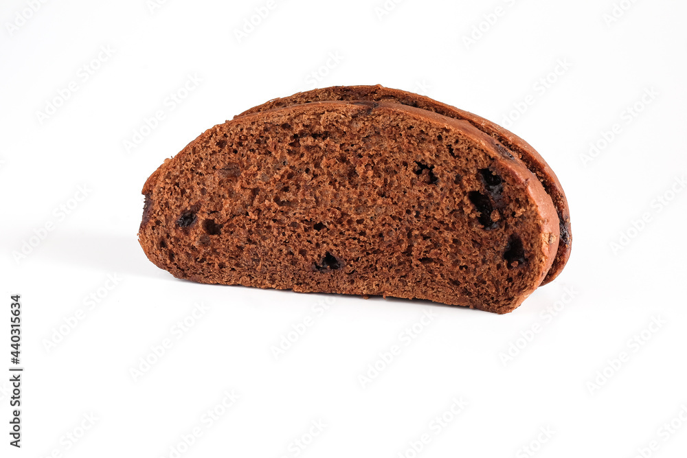 Slices of brown bread with sweet chocolate on white. Slices of brown bread with sweet chocolate on white.