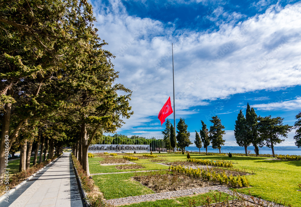 Fototapeta premium The Canakkale Martyrs Memorial is a war memorial commemorating the service of about Turkish soldiers who participated at the Battle of Gallipoli.