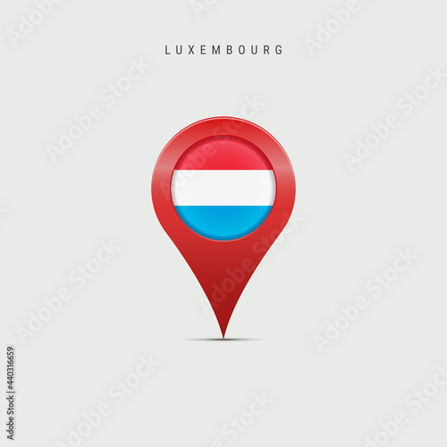 Teardrop map marker with flag of Luxembourg. Vector illustration
