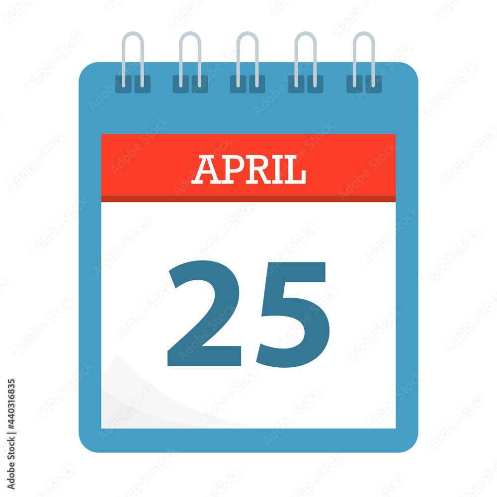 Fototapeta premium April 25 - Calendar Icon - Calendar template