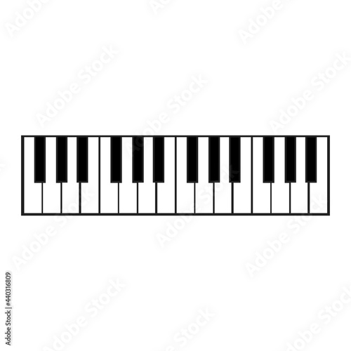 Piano key music vector illustration instrument black and white note. Classic synthesizer piano key sound isolated white background. Color instrument template horizontal with space equipment icon