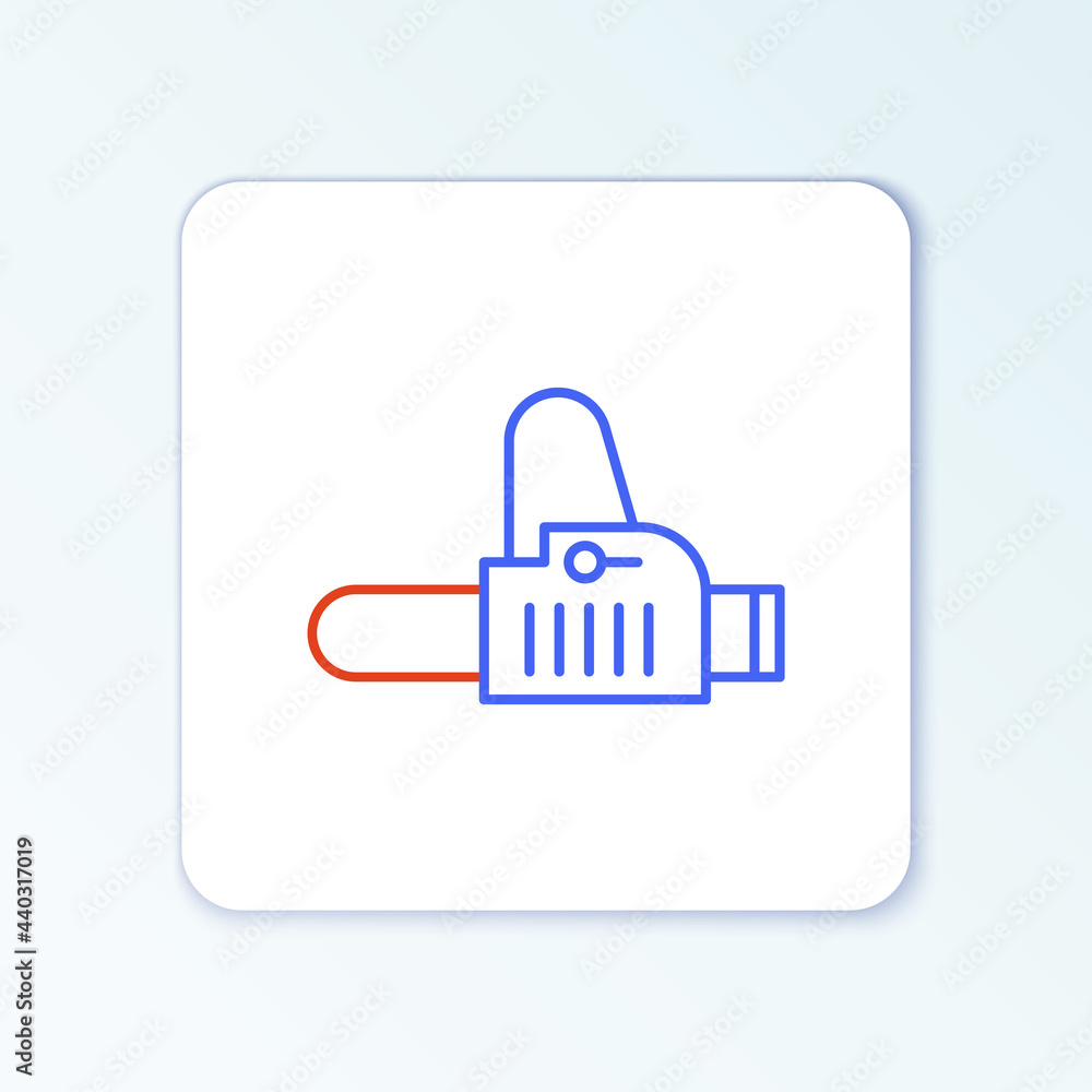 Line Chainsaw icon isolated on white background. Colorful outline concept. Vector Line Chainsaw icon isolated on white background. Colorful outline concept. Vector
