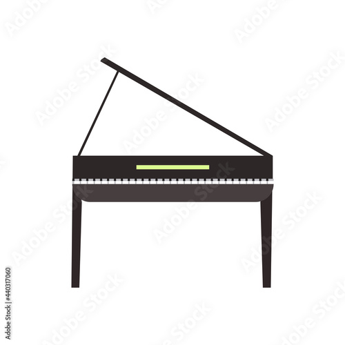 Grand piano vector illustration music keyboard instrument. Classic piano with key concept design. Jazz musical instrument isolated white. Simple object grand orchestra drawing equipment cartoon sign