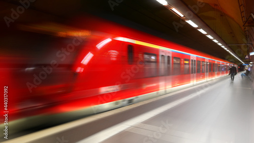 In subway underground fast moving motion railroad train at night © JOE LORENZ DESIGN