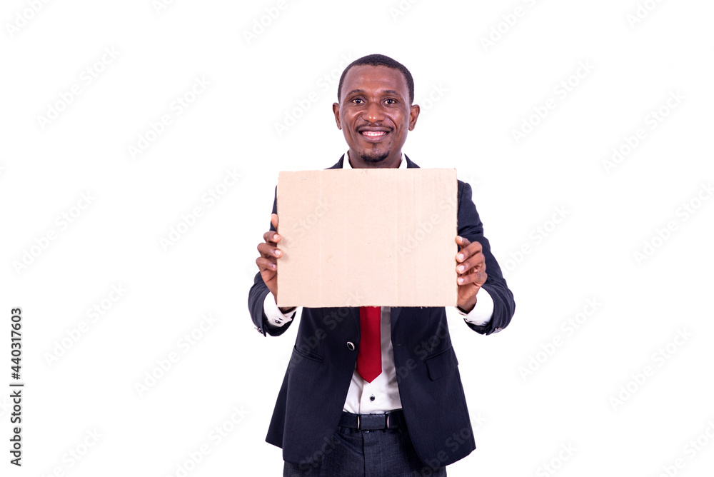 portrait of a businessman with an empty paper, smiling. portrait of a businessman with an empty paper, smiling.