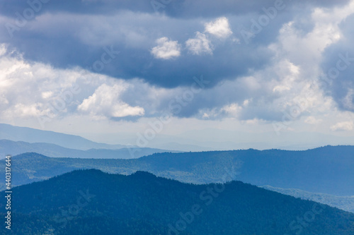 Blue hills in the distance. Mountain Shoria landscapes. Kemerovo region, Russia © Crazy nook