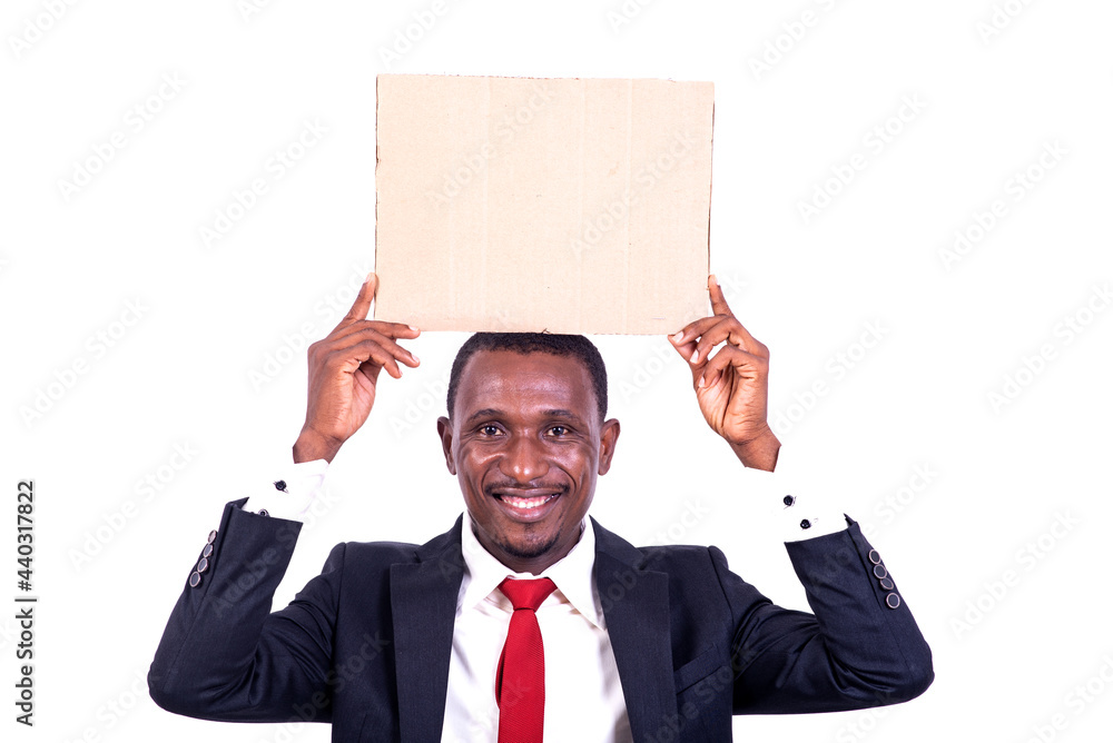 closeup a businessman with an empty paper, smiling. closeup a businessman with an empty paper, smiling.