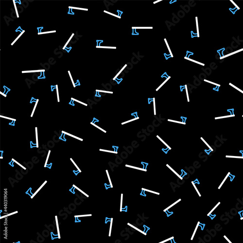 Line Medieval axe icon isolated seamless pattern on black background. Battle axe, executioner axe. Medieval weapon. Vector