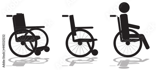 Handicap wheel chair set of icons vector 