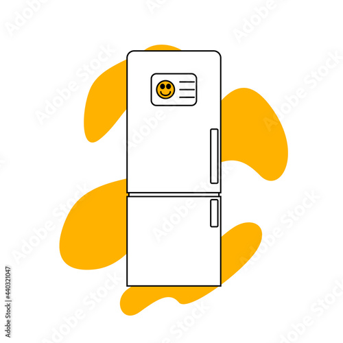 Refrigerator oven vector icon on yellow background. Electric appliances vector in black line style.