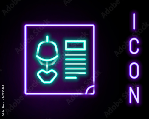 Glowing neon line X-ray shots icon isolated on black background. Colorful outline concept. Vector