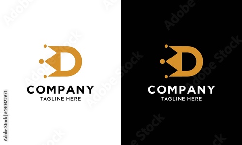 Letter D royal crown and luxury design template elements. Elegant emblem logo icon vector design. Creative badge design with corporate and business king crown. Queen symbol.