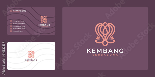 logo Luxury line art beauty flower logo and business card