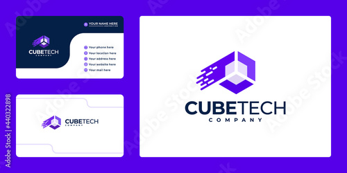 Cube Tech Logo Technology. Hexagon Tech Logo and business card