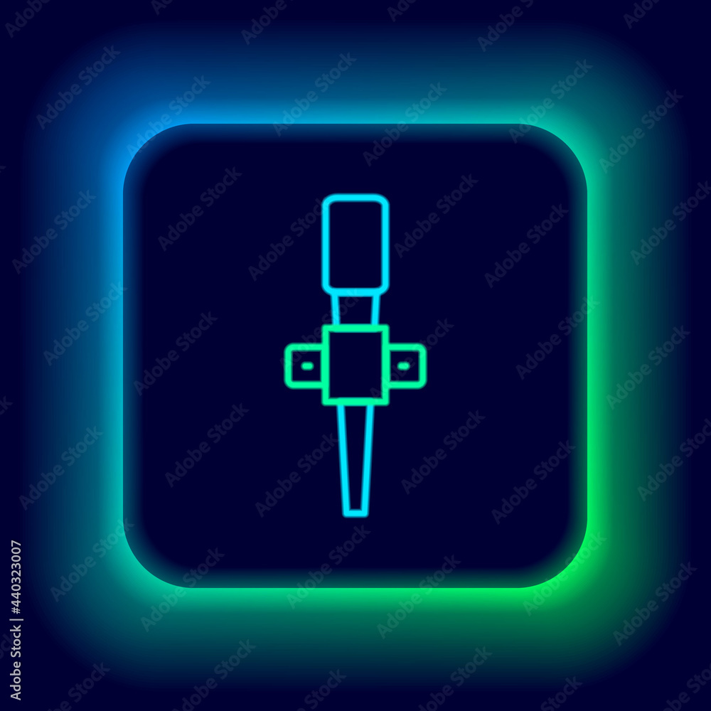 Glowing neon line Torch flame icon isolated on black background. Symbol fire hot, flame power, flaming and heat. Colorful outline concept. Vector Glowing neon line Torch flame icon isolated on black background. Symbol fire hot, flame power, flaming and heat. Colorful outline concept. Vector