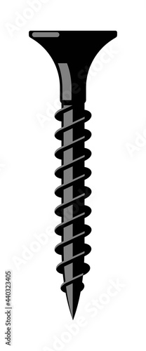 Self-tapping screw on a white background in vector EPS8
