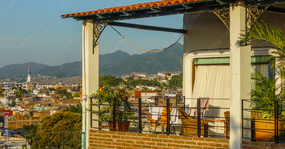 Fototapeta premium A beautiful balcony overlooking Puerto Vallarta, Mexico