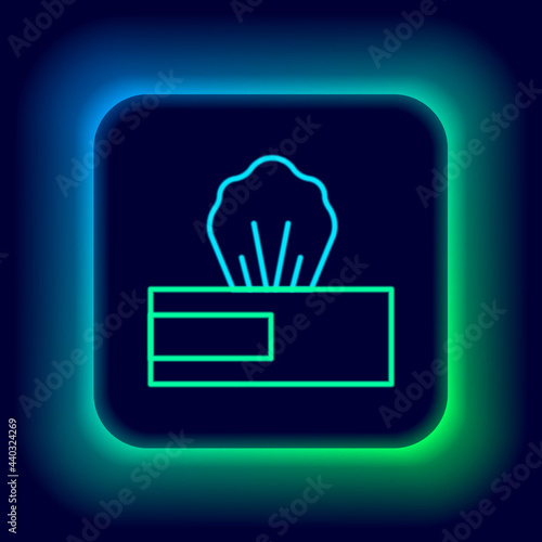 Glowing neon line Wet wipe pack icon isolated on black background. Colorful outline concept. Vector