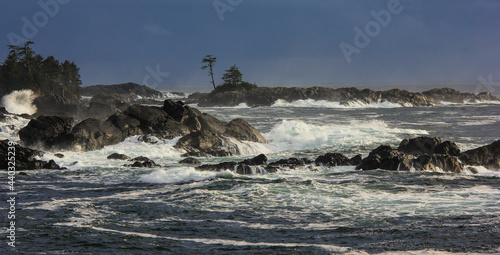 Rocky, stormy coastline on Vancouver Island, Canada