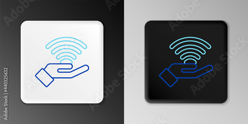 Line 5G new wireless internet wifi connection icon isolated on grey background. Global network high speed connection data rate technology. Colorful outline concept. Vector