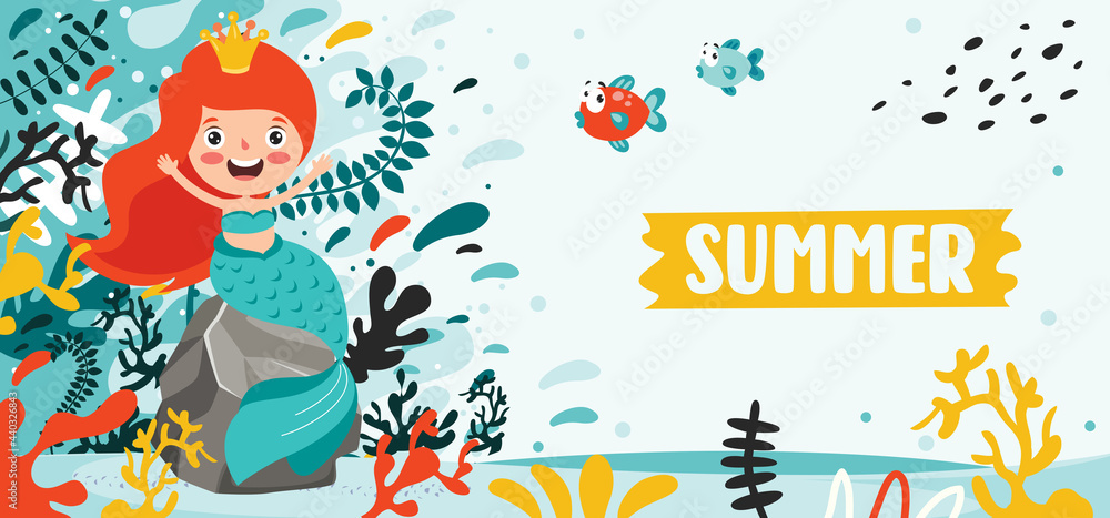 custom made wallpaper toronto digitalFlat Summer Banner With Cartoon Character