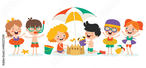 Flat Summer Banner With Cartoon Character