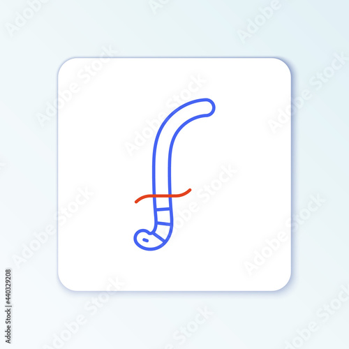 Line Medieval sword icon isolated on white background. Medieval weapon. Colorful outline concept. Vector