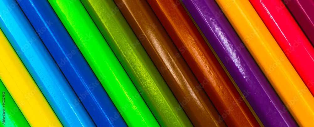 Texture pattern of colored drawing pencils close-up, multicolored colorful pencils banner photo Texture pattern of colored drawing pencils close-up, multicolored colorful pencils banner photo