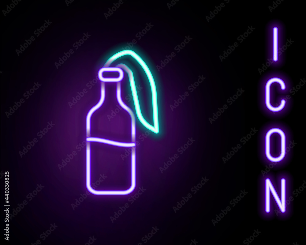 Glowing neon line Cocktail molotov icon isolated on black background. Colorful outline concept. Vector Glowing neon line Cocktail molotov icon isolated on black background. Colorful outline concept. Vector