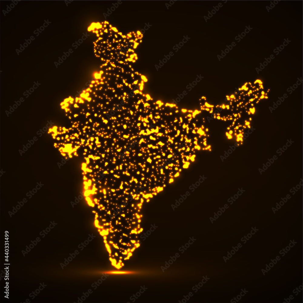 india-map-with-glowing-particles-luminous-background-vector