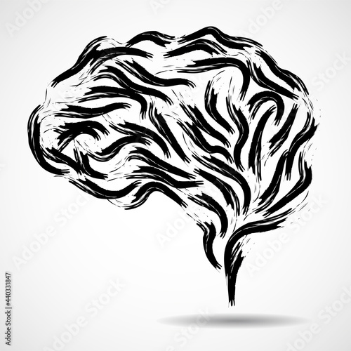 Abstract creative brain with paint strokes stock. Colorful vector illustration