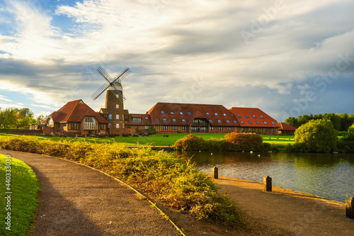 Old windmill near Caldecotte Lake in Milton Keynes. England photo