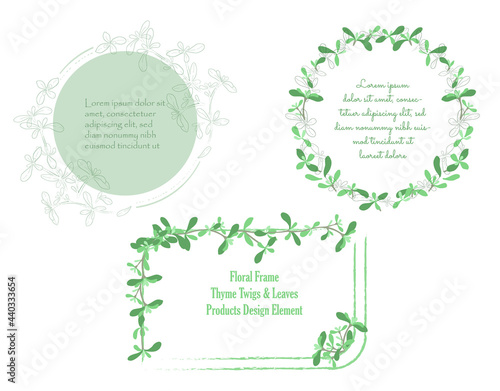 Three Vintage Frames with the Thyme Twigs