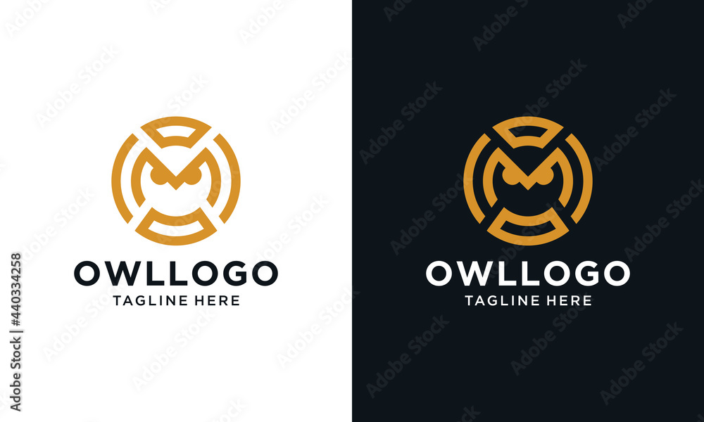 luxury gold owl line circle logo icon design vector illustration luxury gold owl line circle logo icon design vector illustration