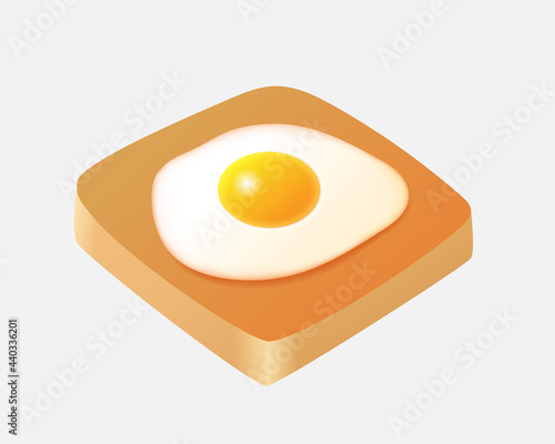 Fried egg on bread. Fried egg and toasted bread sandwich isolated on white background. Vector illustration.