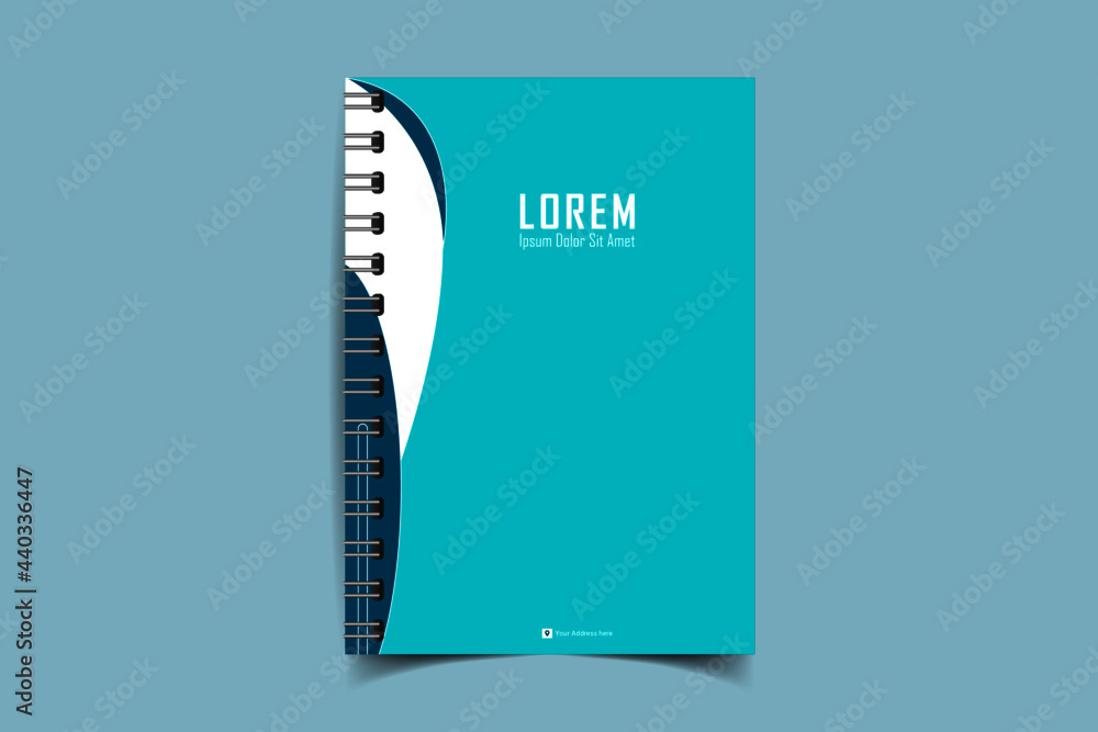Notebook cover template. Notepad Cover and page of the annual report. Book cover design isolated