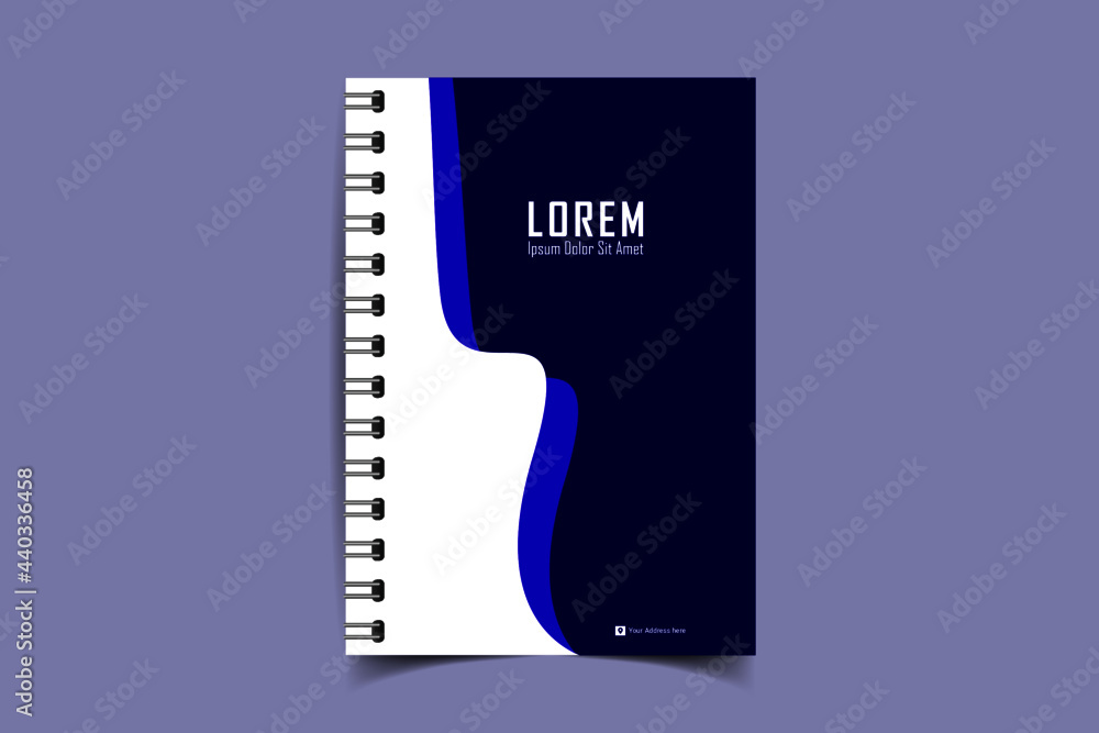 Notebook cover template. Notepad Cover and page of the annual report. Book cover design isolated