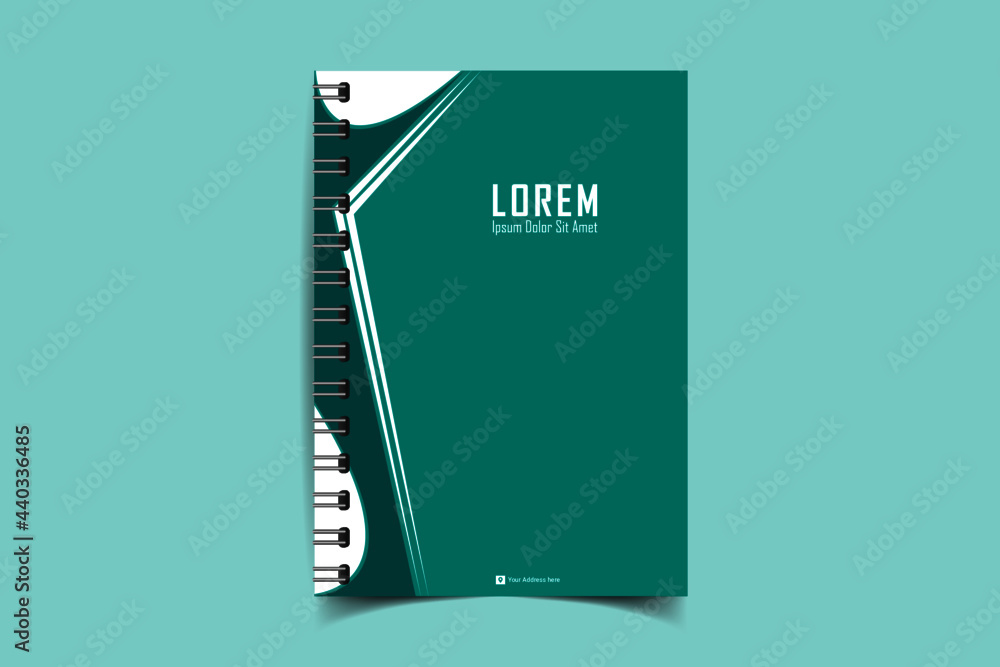 Notebook cover template. Notepad Cover and page of the annual report. Book cover design isolated