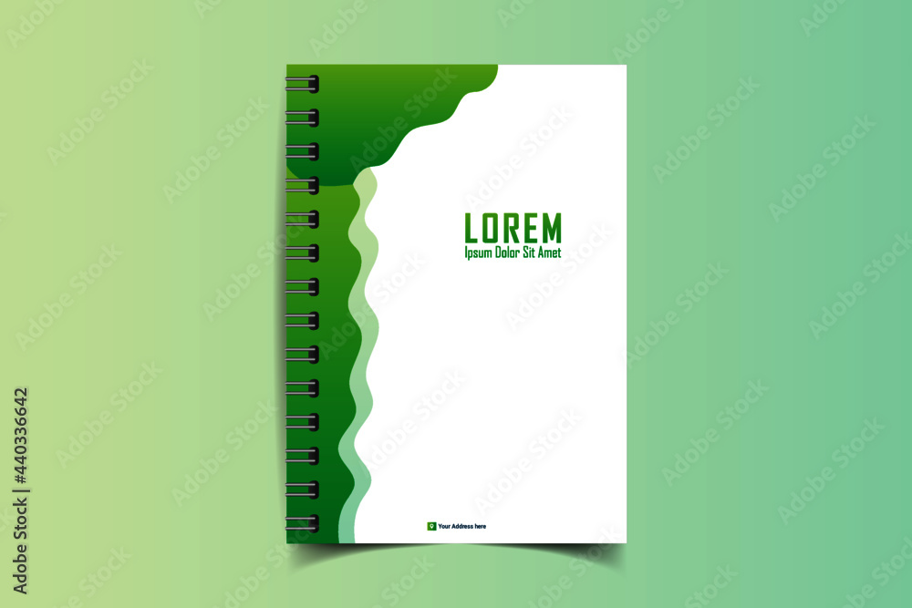 Notebook cover template. Notepad Cover and page of the annual report. Book cover design isolated